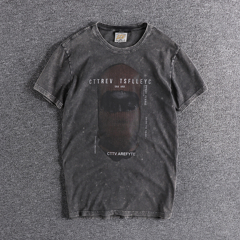 

2021 New Men Summer Vintage Printing Comfortable Round Neck Trendy Harajuku Cotton Shirts Men's Short-sleeved T-shirt Tees 1exn, Grey