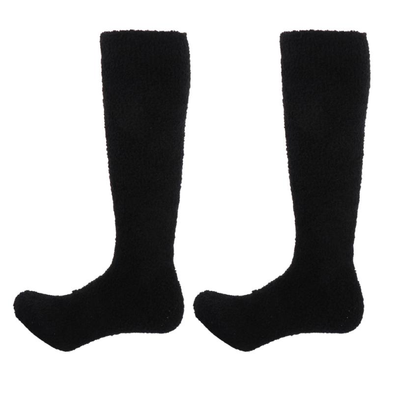 

1 Pair Durable Thicken Socks Coral Fleece Stockings Winter Socks Knee High Stockings Household Cozy, Black