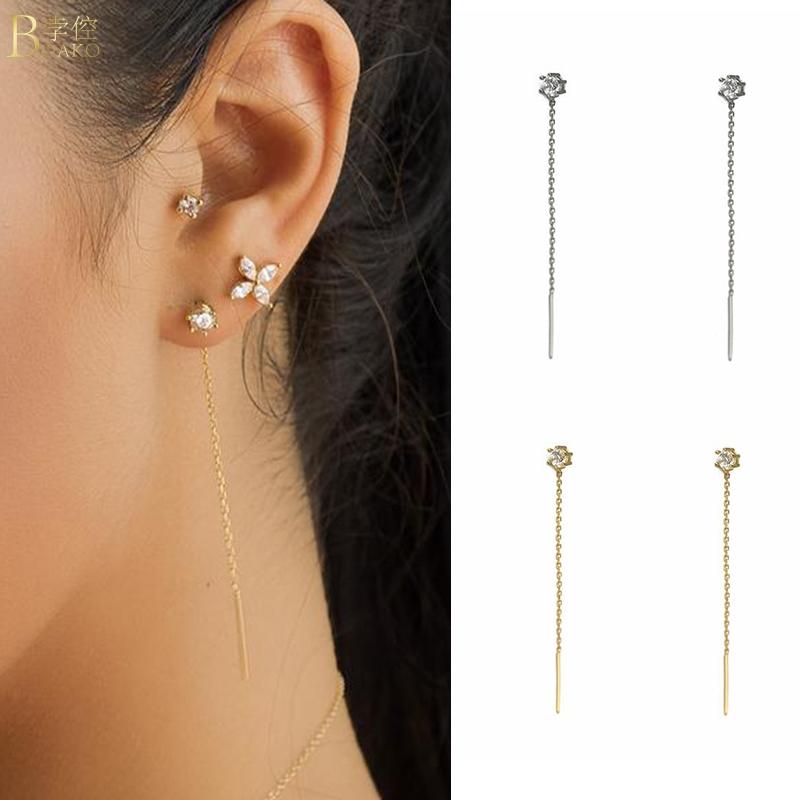 

BOAKO 6 Claw Tassels Earrings 2020 Trend Hoop Earrings Silver 925 Dangle Girl Earring Piercing Natural Style #19