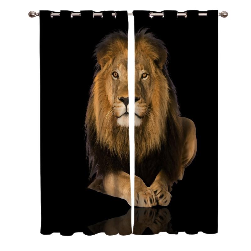 

Lion Room Curtains Large Window Curtain Kitchen Bedroom Drapes Decor Curtain Party Decoration Window Kids Room Home Decor, As pic