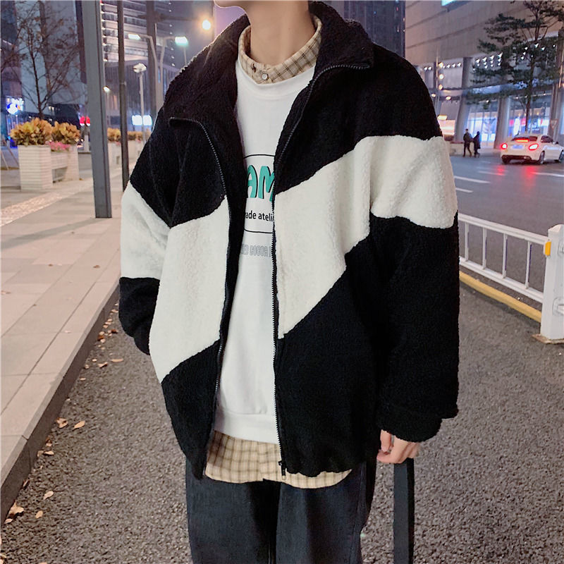 

2021 New Winter in the Fashionable Haphazard Versatile Bundled Lamb Skin Men Loose Style Warm Gray Velvet Jacket H1ON, Games