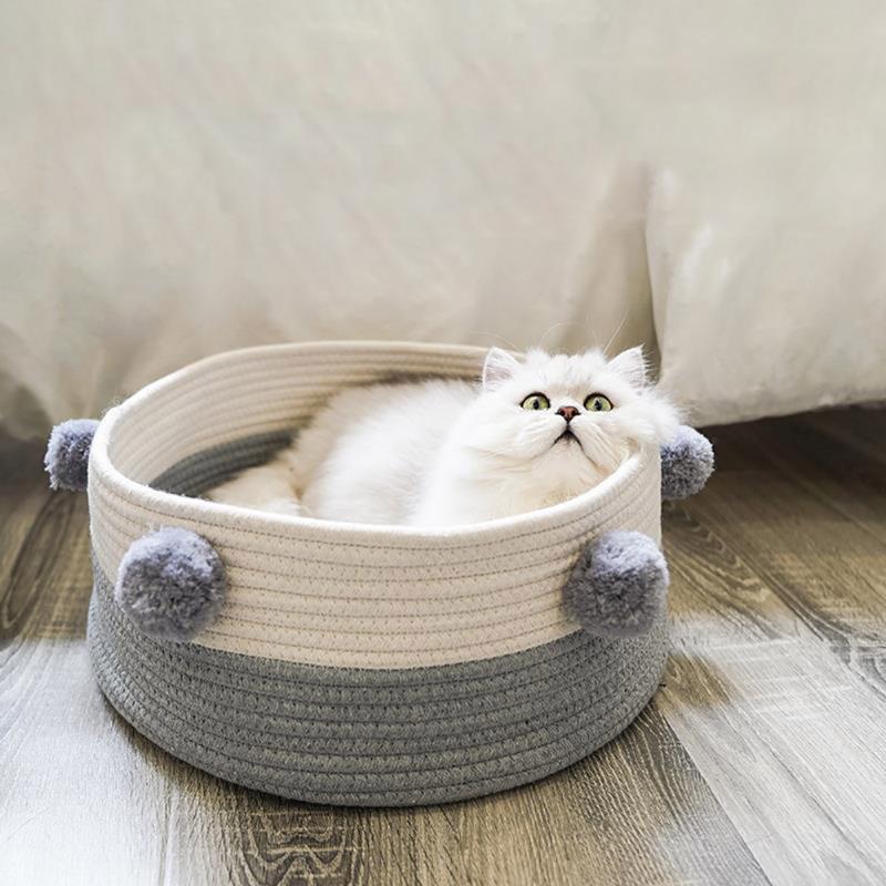 

Summer Cat House Breathable For Cat Puppy Sleeping Kennel Soft Cotton And Linen Home Pet Cats Bed Nest Washable