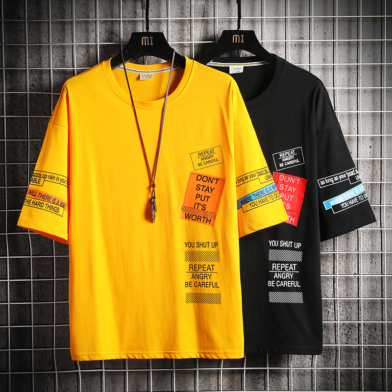 

2020 Hip Hop T Shirt Men letter print T-shirt Streetwear Tshirt patchwork Short Sleeve Summer Tops Tee Back Printed, Sky blue