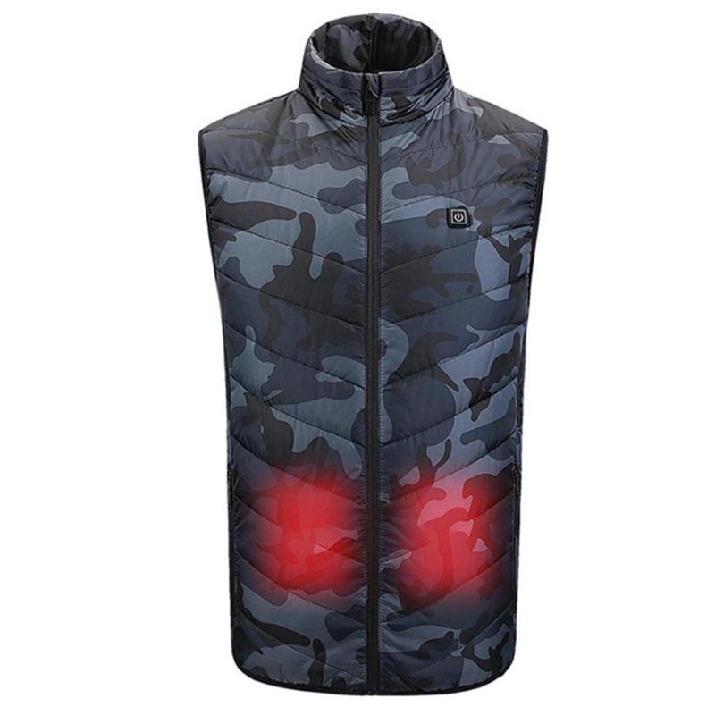 

M01- Heating Vest 7 Area USB Charging Winter Men Women Cotton Jacket Stand Collar Heated Vest Outdoor Warmer Clothes, Black