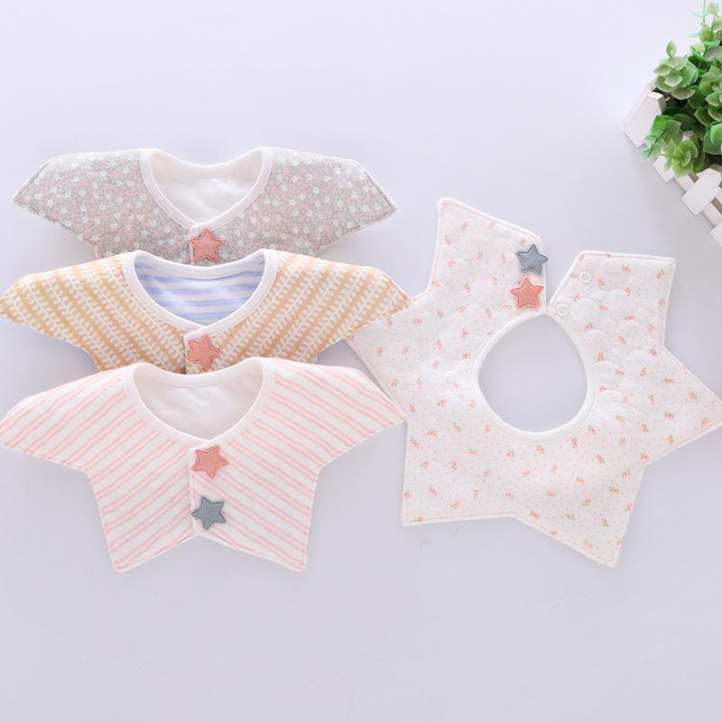 

4 Pieces Baby Boys Girls Bibs Cute Star Cotton Double Layer Waterproof Burp Cloths Newborn Baby Feeding 360 Degrees Saliva Towel1, C5-c8