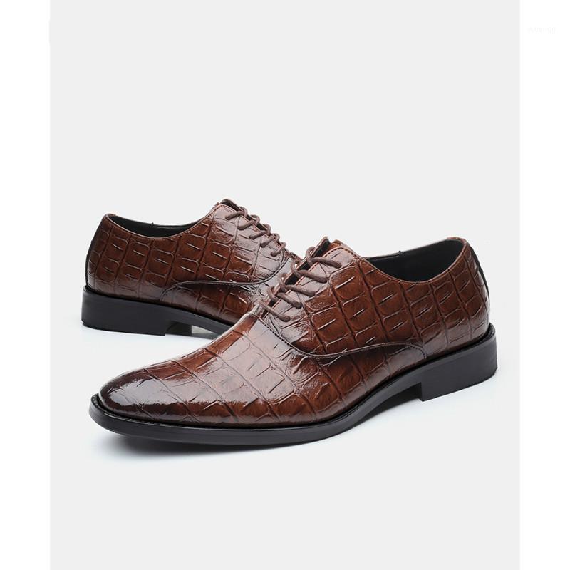 

Plus Size 38-48 men leather shoes crocodile wedding shoes formal classic Social elgant office dress men1, Black
