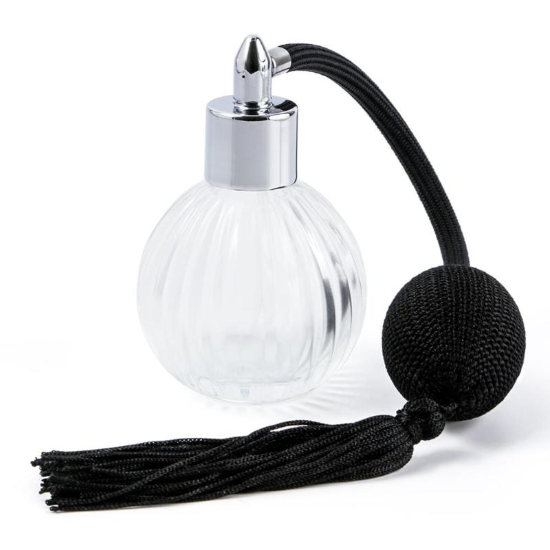 

50ml Vintage Glass Clear Perfume Spray Bottle Atomizer Black Long Pump Gifts