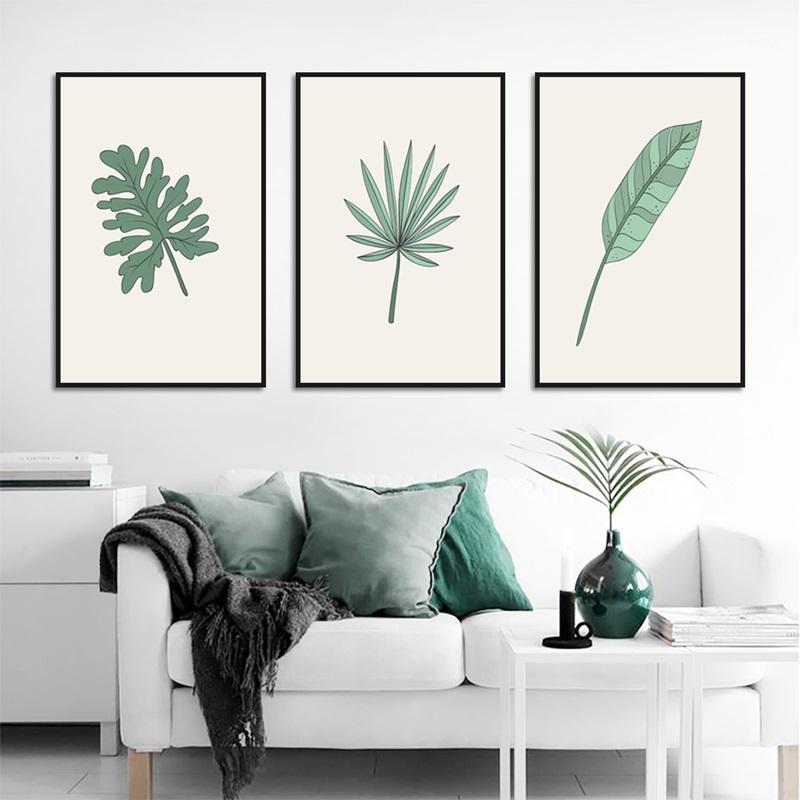 

Nordic Modern Style Pure And Fresh Green Leaves Canvas Painting Posters And Prints Wall Pictures For Living Room Decoration1