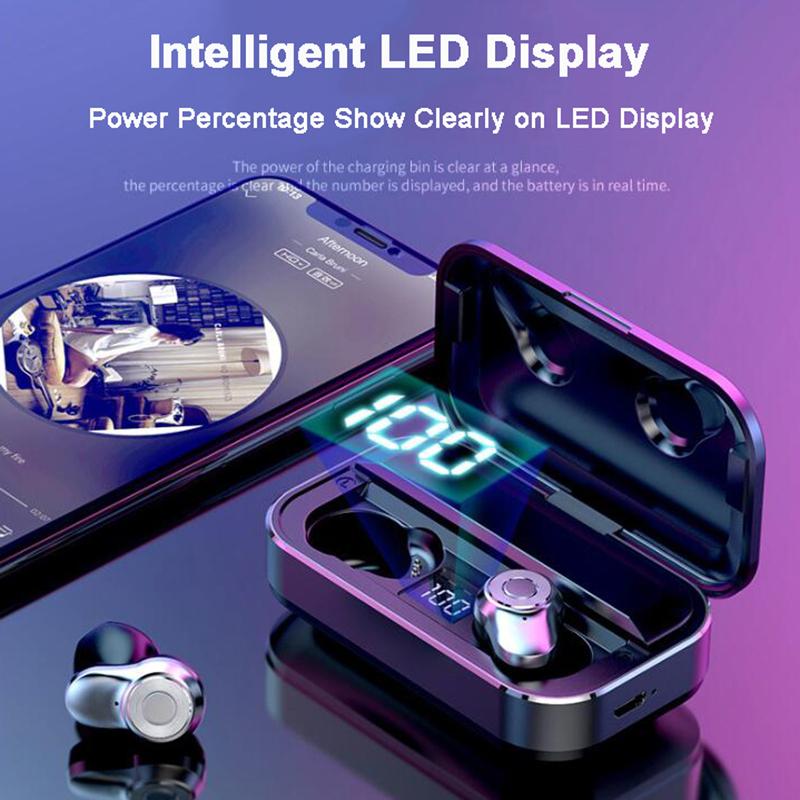 

TWS Bluetooth Earphone Stereo Sound Wireless Earbuds Bluetooth 5.0 HD Call Wireless Headset With 3500mAh Power Bank, Blue