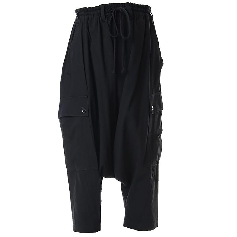 

New 2020 Men' Hair Stylist fashion Casual pants cropped Harem pants low crotch plus size costumes, Black