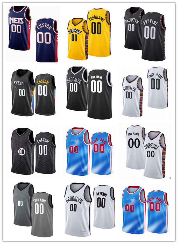 

75th Custom Men Women Youth Brooklyn's Nets's 21 LaMarcus Aldridge 30 Seth Curry 4 Andre Drummond 2 Blake Griffin 16 James Johnson Basketball Jerseys, Color