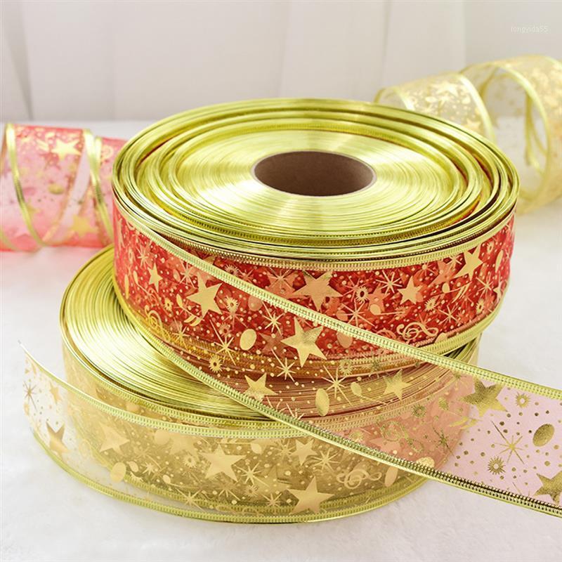 

Christmas 200*5cm Dot Star Flower Printed Organza Ribbon For Wedding Party Decoration DIY Craft Packing And Bow1