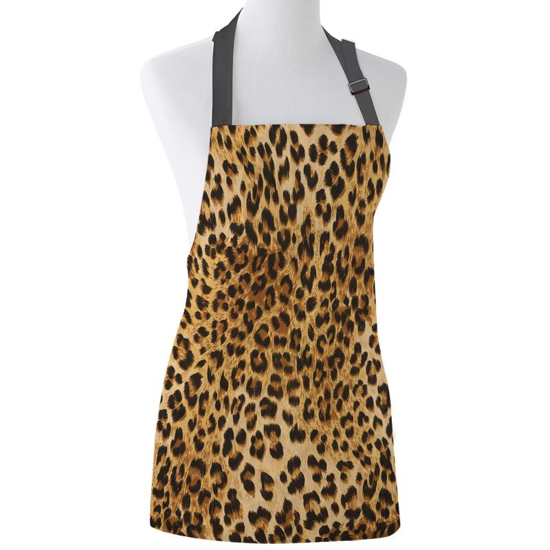

Wild Animald Leopard Aprons Adjustable Canvas Female Unisex Apron Baking Barbecue Bib
