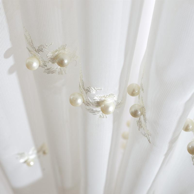 

European Style Curtains for Living Room Bedroom Embroidered Beaded Exquisite Window Screen Craft Yarn White Tulle Curtain