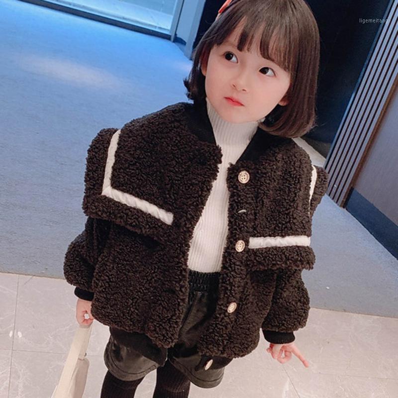 

Fashion Warm Winter Girls Coats Cardigan Kids Fleece Velvet Jacket Children Baby Preppy Style Thicken Outwear Casaco Coat S115281, Black