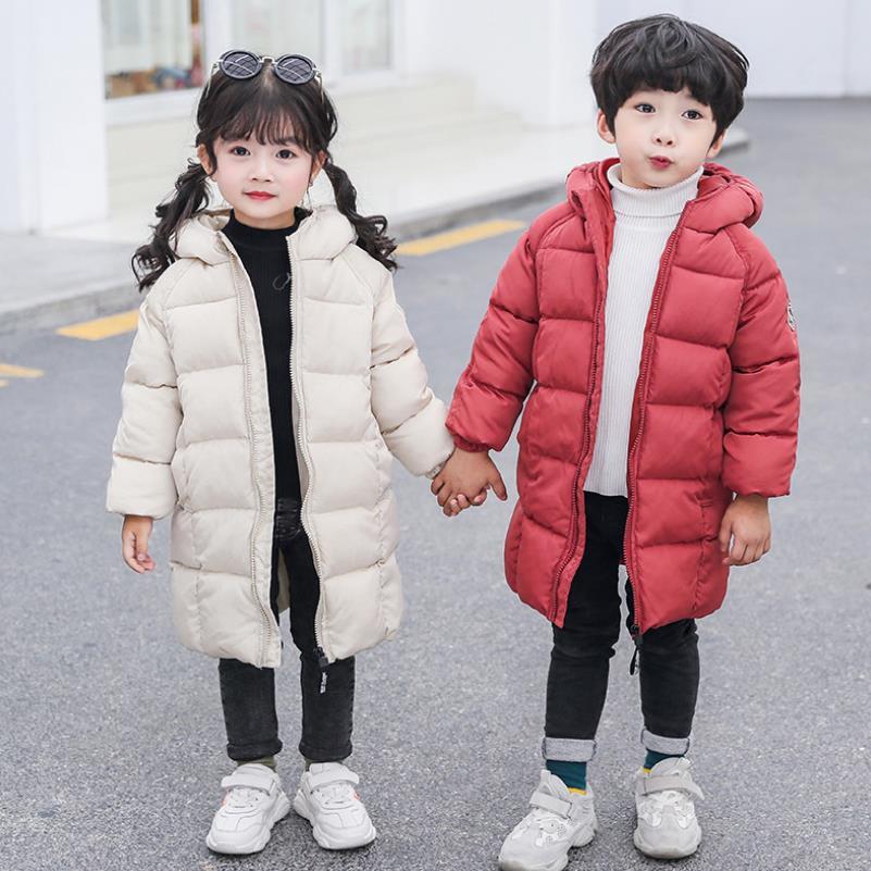 

Girls Jacket Boy Long Thicken Warm Coat Children Outerwear Baby Girl Casual Hooded Winter Down Cotton Clothing2-10Y, Pink