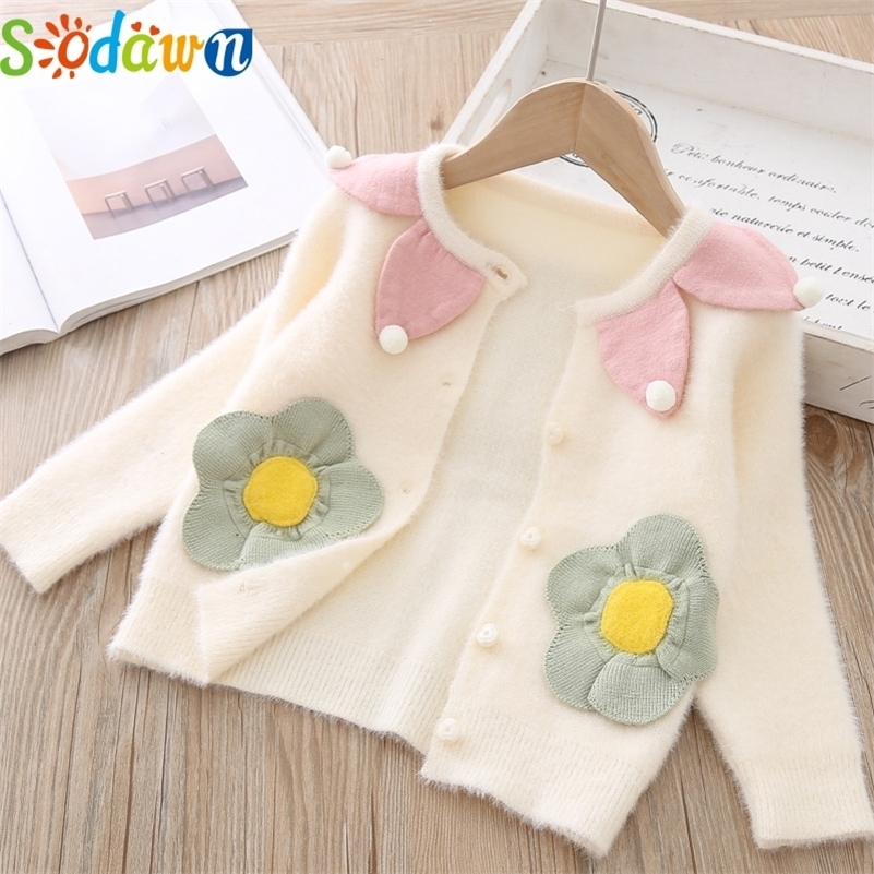 

Sodawn Baby Girl Sweater Children Flower Pocket Print Sweater Girl Clothes Sweet Toddler Kids Clothes Spring Autumn Coat Outwear 201109, Red