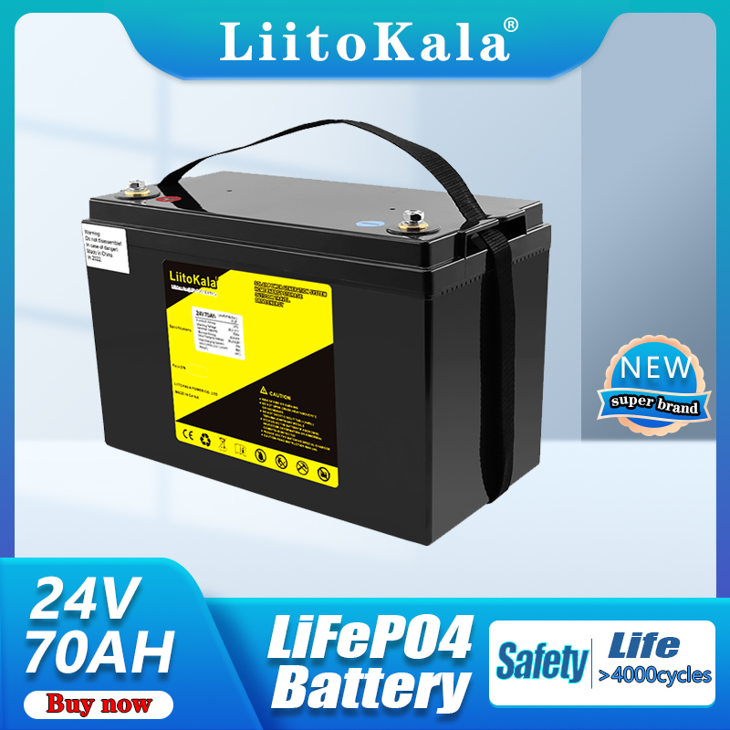

LiitoKala 24V 70Ah 80Ah Lifepo4 battery PACK lithium with 100A BMS for inverter solar panel scooter backup power boat light