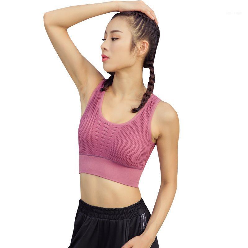 

Breathable Sports Bra Women Fitness Sexy Mesh Sports Bra Top Push Up Female Gym Underwear Seamless Running Yoga 20201, Pink