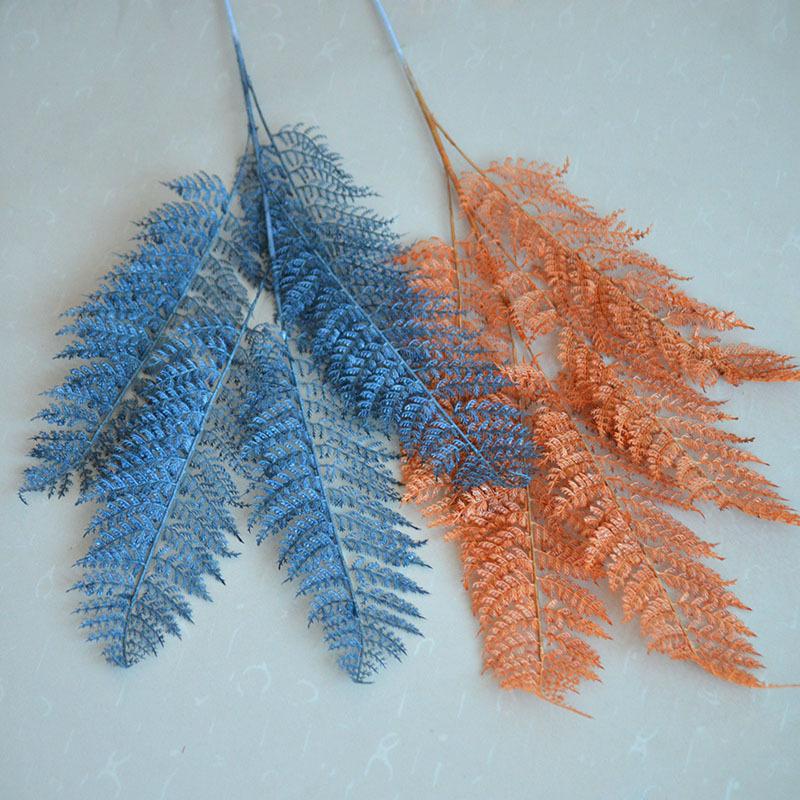 

New Style 5 Fork Asparagus Leaf Imitation Flowers High-End Wedding Hall Block Floral Guide Props Decoration Decorative Grass Pla, Blue