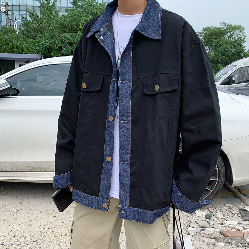 

Spring 2021 Men's New Fall Denim Sewing Work Done Jacket Tools Nice Retro Youth Trend Z3C8, Black