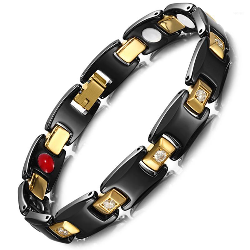 

Zircon Black Ceramics Bracelet for Women Magnetic Therapy Health Link Bracelet Bio Energy Ceramic Bangle Christmas Gifts1