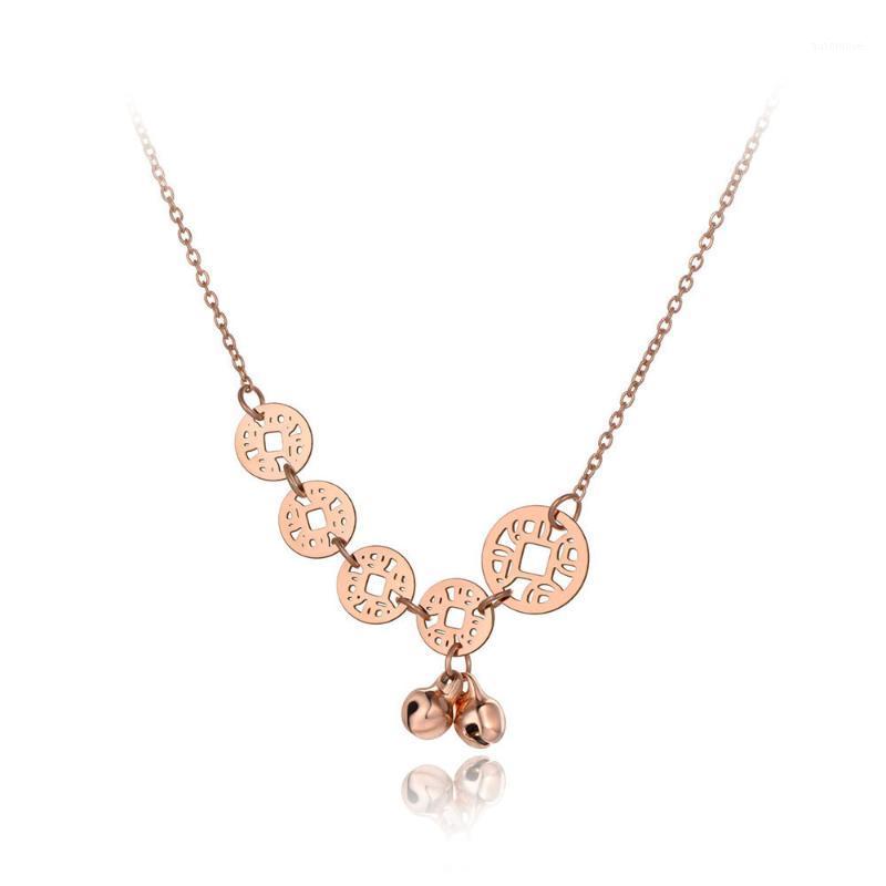 

Stainless Steel Chinese National Style Ancient Coins & Bells Pendant Necklaces For Women Ethnic Choker Necklace N192101