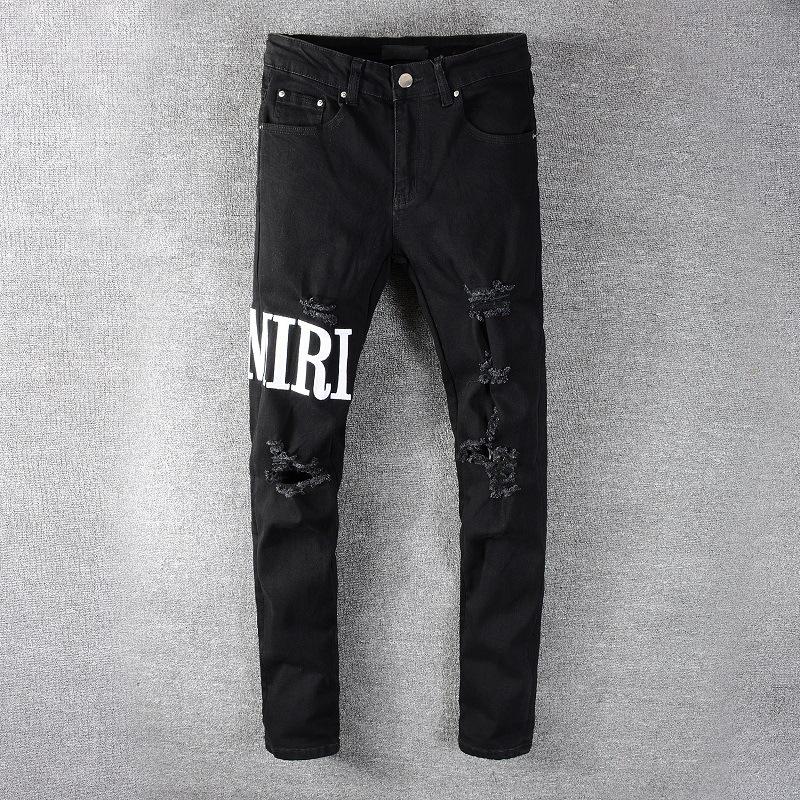 

Casual Streetwear Black Slim Fit Jeans Men 2020 Autumn Masculina Letter Jeans Pants Men Trendy Dance Club Skinny toursers