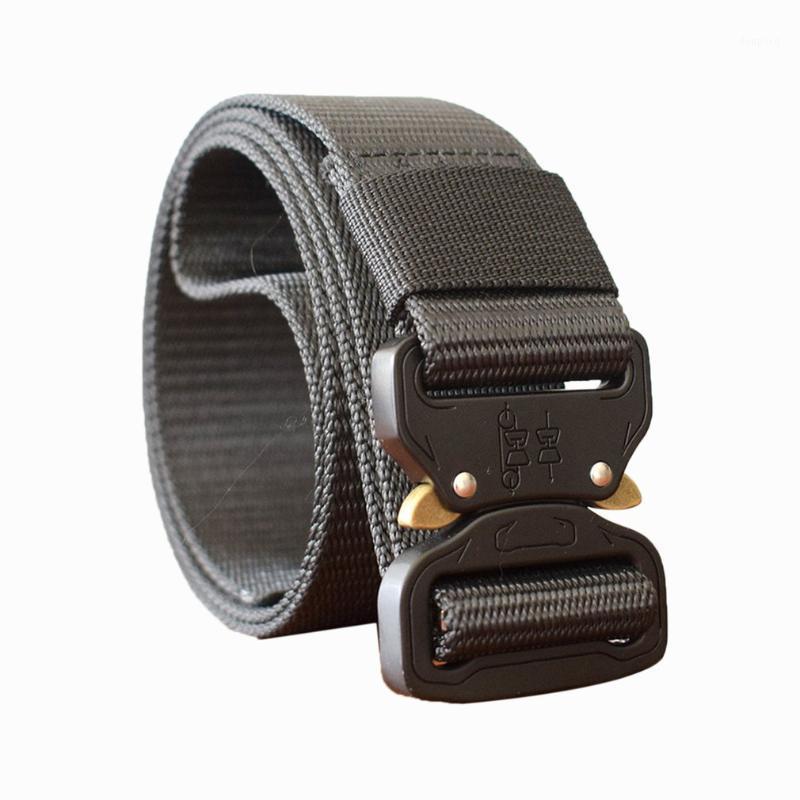 

125CM Waist Belt Tactical Nylon Army Combat Belts Knock Off Emergency Survival Waist Straps Heavy Duty Belt Hunting1, Black