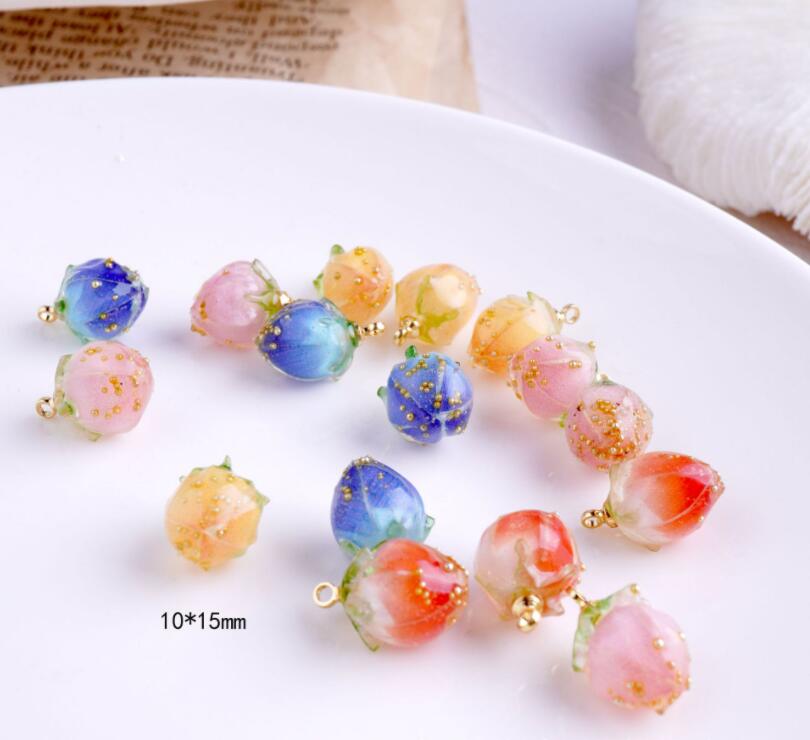Craft Tools Resin gutta percha rose bud gold foil belt hanging handmade earrings material accessories resins accessorie-image-643704073