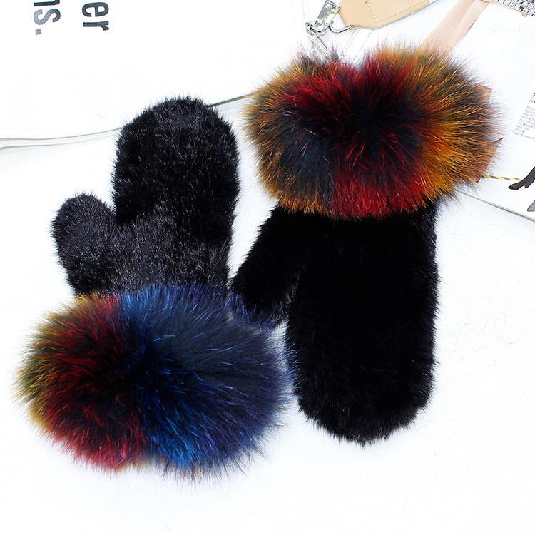 

Fingerless Gloves MIARA.L 2021 High Quality Large Fur Cuff Whole Skin Weave Glove Female Warm Mittens For Wholesale In Winter1
