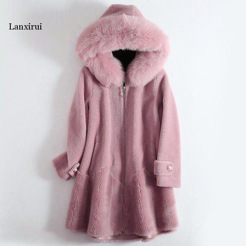

New Winter Women Fake Faux Fur Coat Loose Long Fur Coat Large size Hooded OverCoat Thick Warm Female Plush Coats, Khaki