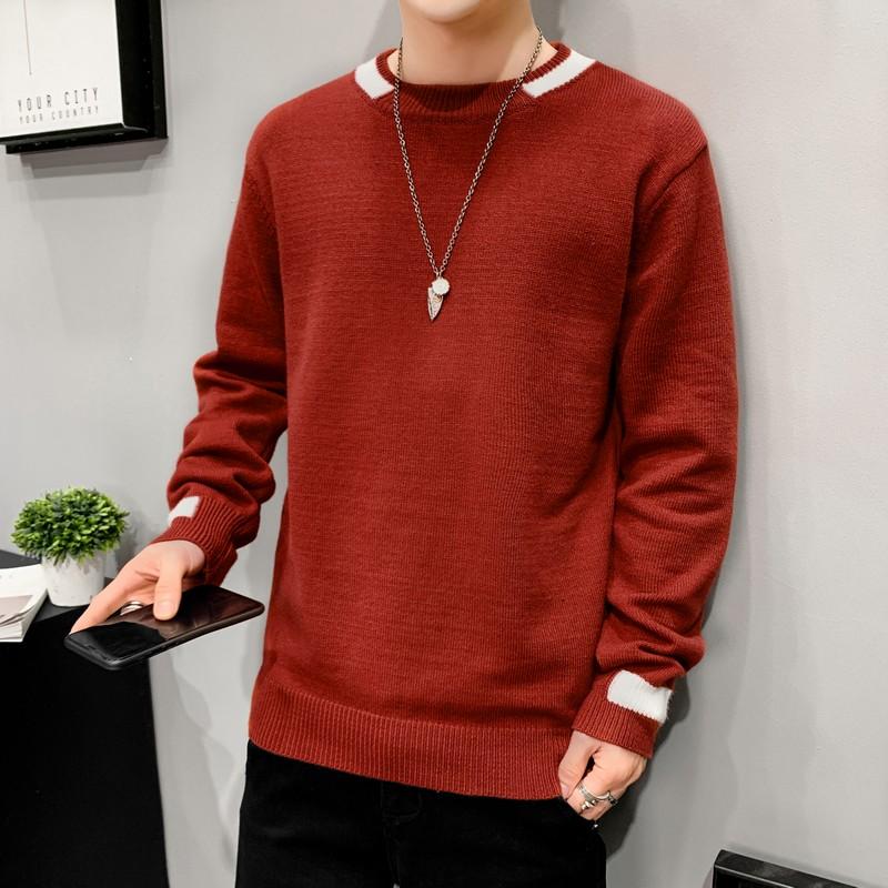 

SFABL New Sweater Men 2020 Winter Fashion Warm Pullover Men O-neck Knitted Sweaters Male Autumn Casual Quality Tops Solid Color, Gray