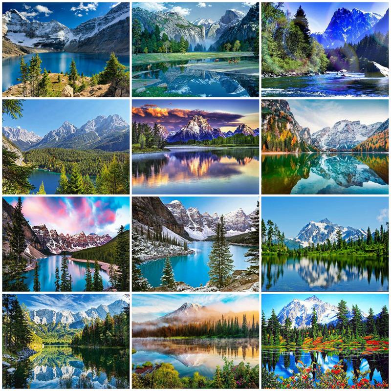 

EverShine 5D Diamond Painting Full Square Mountain Diamond Embroidery Landscape Picture Of Rhinestones Mosaic Art Home Decor