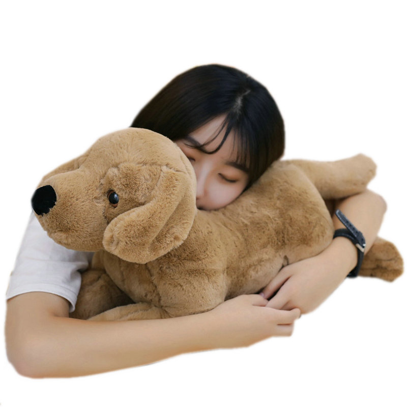 

40cm 80cm Simulation Labrador Plush toy Stuffed Lifelike Dog Animals Toy Soft Dog Pillow Hug Message Pillow Office Gift for Her LJ201126, Light brown
