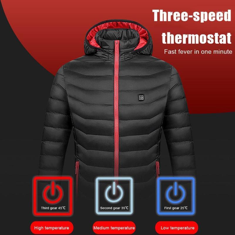

2020 Hot Man Women Heated Cotton-Padded Jacket USB Charging Heated Cold-Proof Winter Thermal Warm Black Jacket Electric1