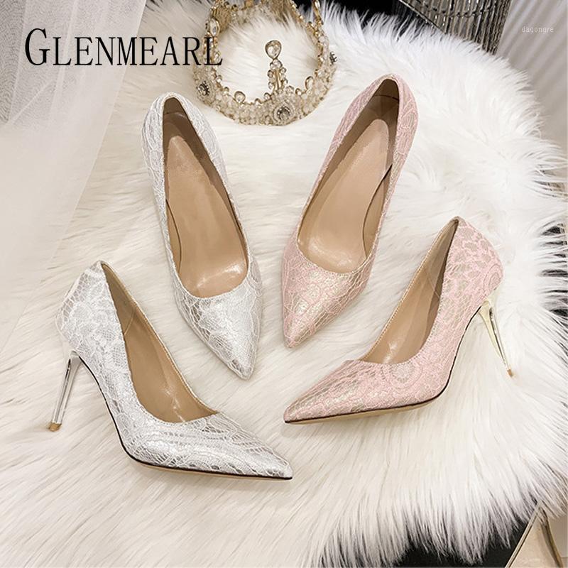 

Women High Heels Lace White Shoes Female Wedding Dress Pointed Shallow Banquet Princess Bride Brand Shoes For Girls1, Lace white 7cm