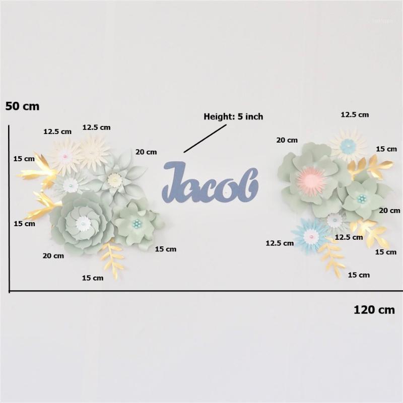 

DIY Paper Flowers Set Name Sign Kit Nursery Wall Decoration Baby Shower Backdrop Girls Nursery Wall Flower Decor Fleur Drop Ship1, As photo