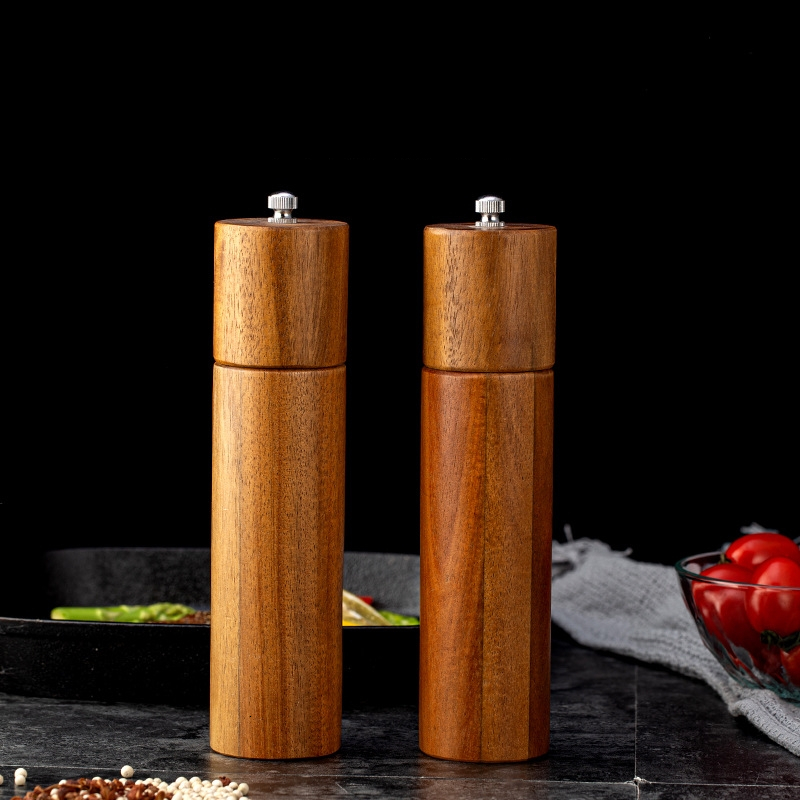 

2021 New 8inch Salt Mill Wood Pepper Shakers Strong Adjustable Grinder with Spare Ceramic Rotor Kitchen Accessories Li2z