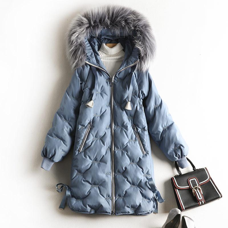 

5XL feminimo de inverno women winter dress new large plus size cotton clothing mid-length 200 kg slim female jacket 8629 parkas, Blue