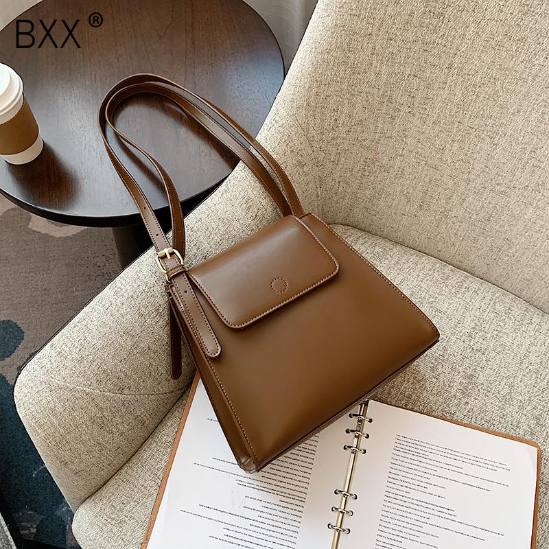 

[BXX] Design Bags for Women 2021 Female Handbags Shoulder Ladies Winter Leather Vintage Crossbody Purses HQ420, Black