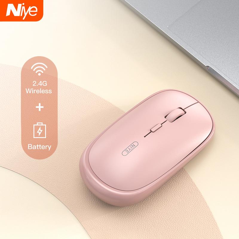 

Wireless Mouse USB Computer Mouse Mini Battery Ergonomic Mause Optical Silent PC Mice 2.4G mute Office Pink for Laptop