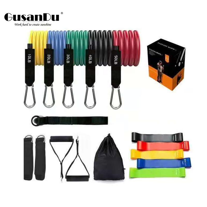 

17Pcs/Set Latex Resistance Bands Gym Door Anchor Ankle Straps Resist band Kit Yoga Exercise Band Fitness Rubber Loop Tube Pull