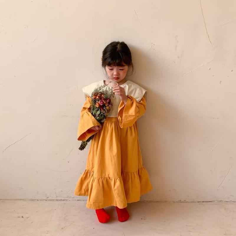 

New Baby 2021 Spring Fashion Embroidered Large Lapel Long Sleeve Princess Es for Infant Children Girls Vestid Z33v, 2021c05green