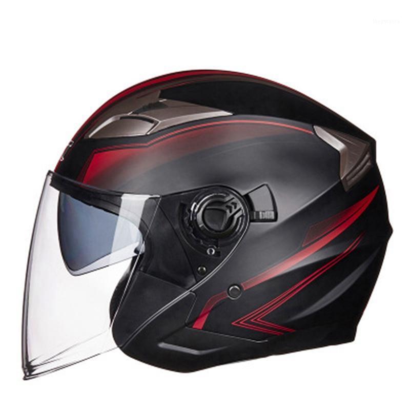 

Four Season Universal Motorcycle Helmet Open Face Dual Lens Visors Moto Helmet For Men Scooter Motorbike  L XL1, Bk