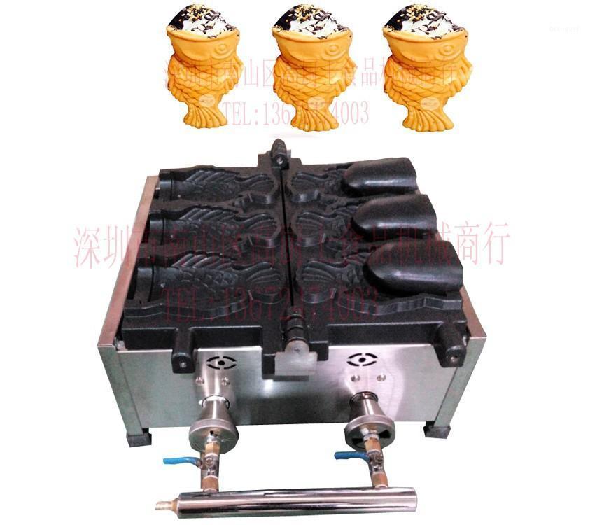 

Gas type 3 pcs Big fish cone ice cream taiyaki machine1