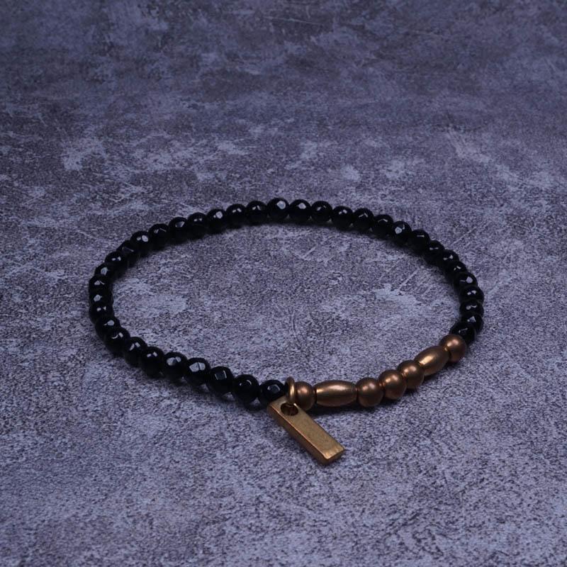 

POHIER Natural Stone Onyx Beads Brass Charm Bracelets For Men Women Jewelry