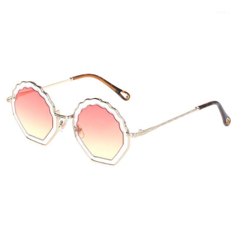 

Sunglasses 2021 Design Flower Vintage Fashion Polygon Geometric Women Metal Frame UV400 Protection Driving1