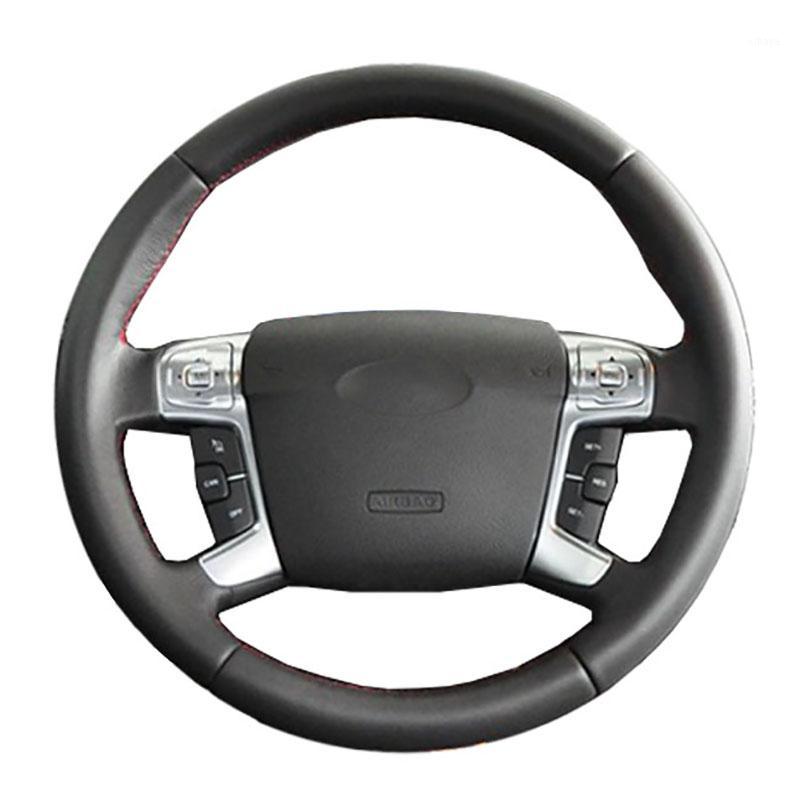 

DIY Genuine Leather Car Steering Wheel Cover For Mondeo 4 2007-2012 S-Max 2008 Focus 3 Kuga/ Protect Steering-wheel1