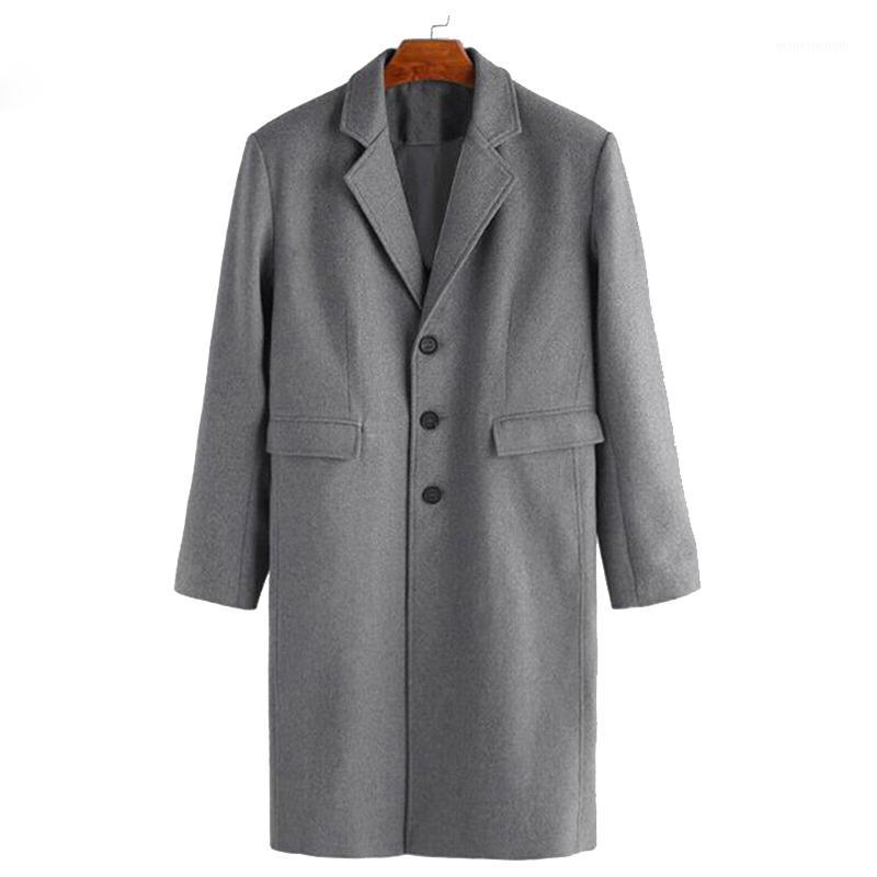 

Male Clothing Autumn Male Long Woolen Coats Mens Windproof Warm Long Sleeve Windbreaker Casual Solid Overcoats jaqueta masculina1, Black